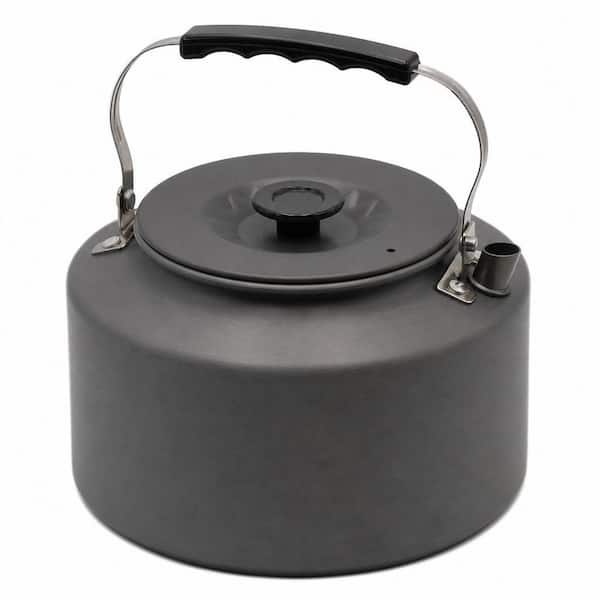9-Cup Aluminum Stovetop Tea Kettle, 2.3 qt. Camping Kettle w/ Anti-Scald Handle and Carry Bag for Outdoor Hiking Picnic
