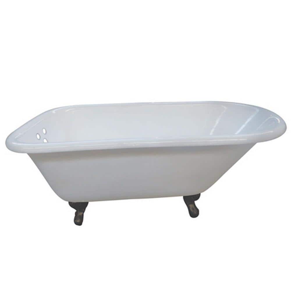 5 ft. Cast Iron Oil Rubbed Bronze Claw Foot Roll Top Tub with 3-3/8 in. Cen