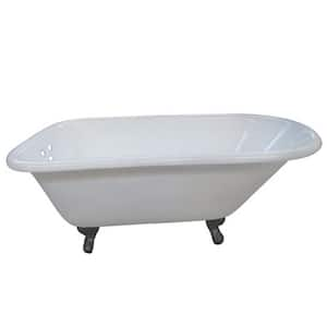 5 ft. Cast Iron Oil Rubbed Bronze Claw Foot Roll Top Tub with 3-3/8 in. Centers in White