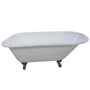 60 in. Cast Iron Oil Rubbed Bronze Roll Top Clawfoot Bathtub with 3-3/8 in. Centers in White