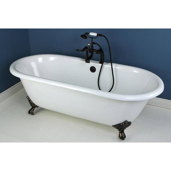Aqua Eden Classic 66 in. Cast Iron Oil Rubbed Bronze Double