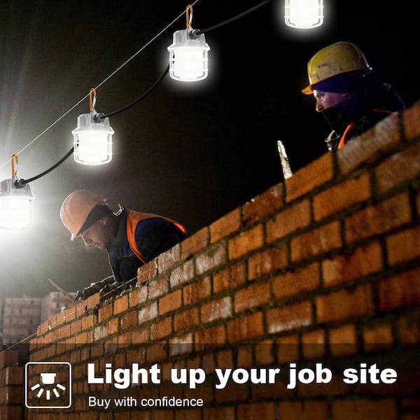 50 ft. 75W LED Construction String Lights,7500LM 110-277V Plug-in Work Lights for Jobsite, Renovation,Patio, Outdoor Use