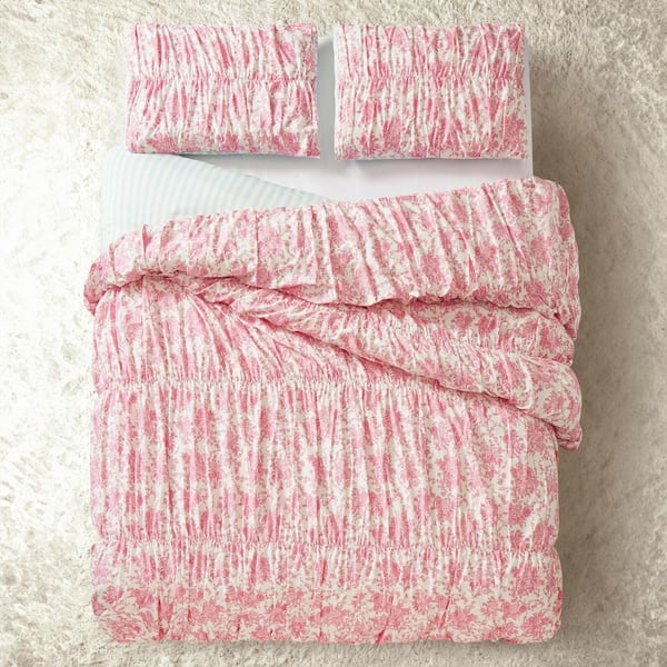 JG Co. by Amie and Jolie Sikes Fancy Toile 3-Piece Pink Floral Cotton Sateen King Comforter Set