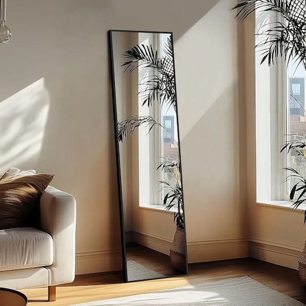 大きな鏡！ Black 15 in. W x 56 in. H Rectangle Metal Wall Full Length Mirror