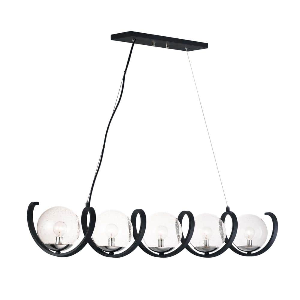 Curlicue 5-Light Black/Polished Nickel Pendant price history on PriceWatchPro