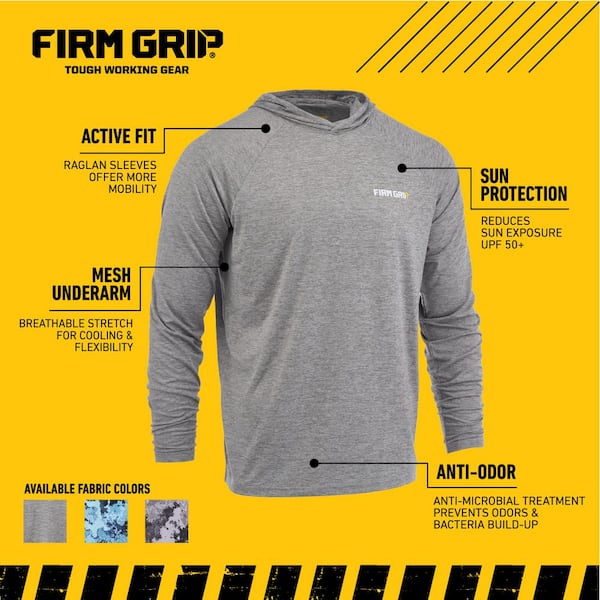 FIRM GRIP Men's Small Gray Performance Long Sleeved Hoodie Shirt