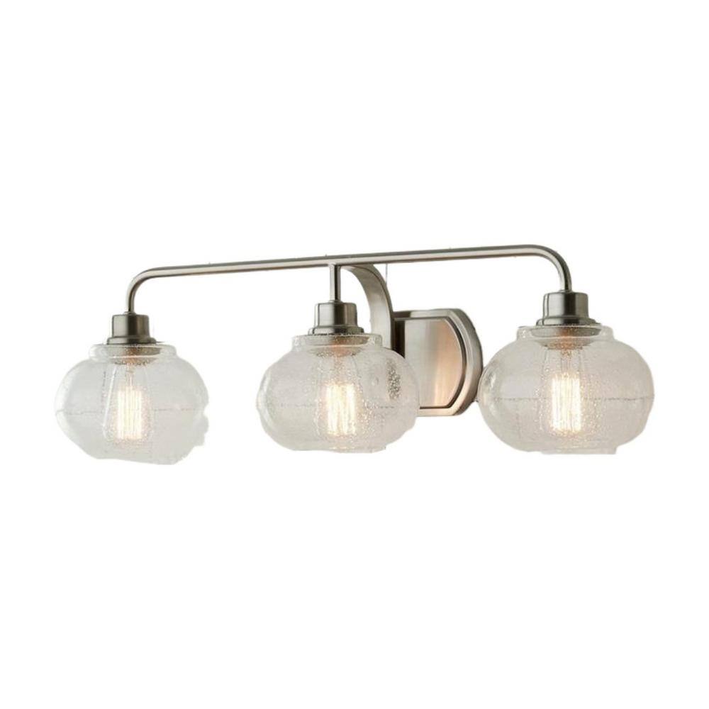 27 in. 3-Light Brushed Nickel Vanity Light with Clear Bubble Glass Shades, Bathroom Wall Sconce for Vanity or Mirror price history on PriceWatchPro