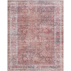 Nostalgia Euphoria Rust Red and Brown 10 ft. 6 in. x 13 ft. Machine Washable Area Rug