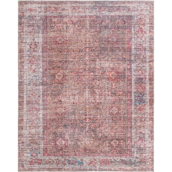 Unique Loom Nostalgia Euphoria Rust Red and Brown 10 ft. 6 in. x 13 ft. Machine Washable Area Rug