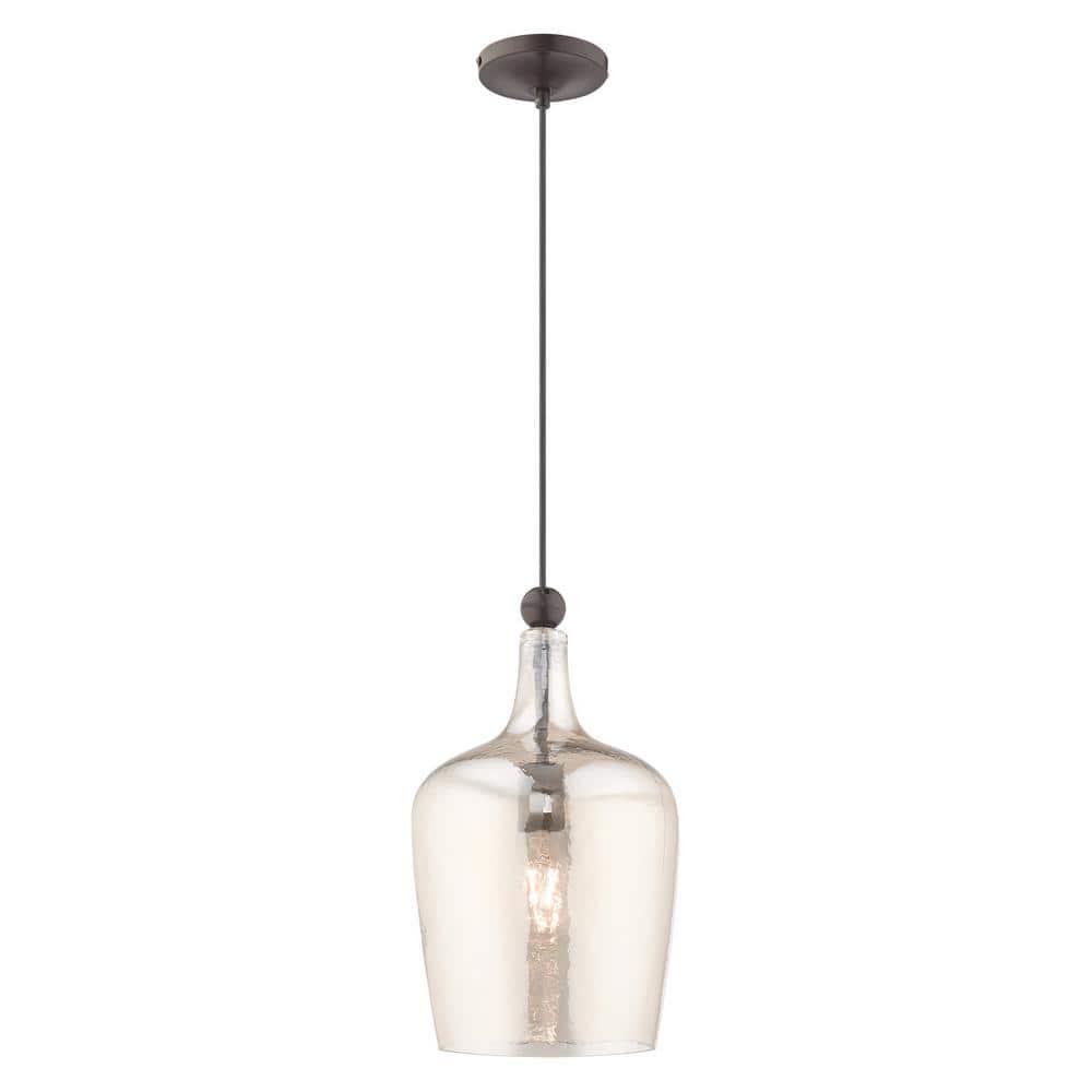 Champagne Glass Mini Bowl Pendant with English Bronze Finish
