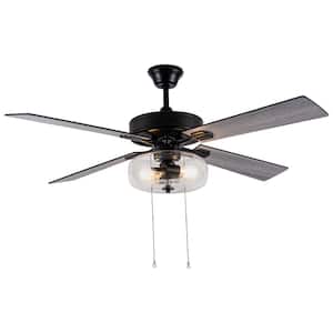 Liza 52 in. LED Indoor Black Ceiling Fan with Light