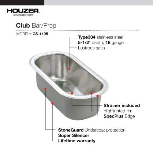Compact Stainless Steel Undermount Bar Prep Sink with Basket Strainer