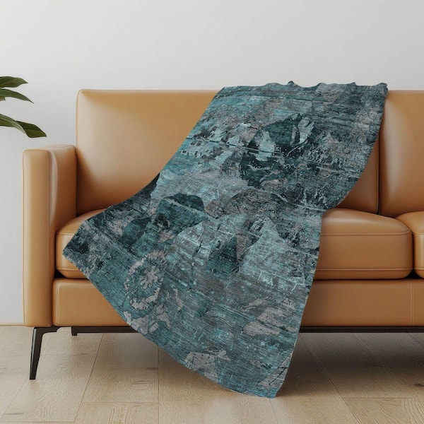 Premium Machine Washable ASB555 Teal 50 in. x 70 in. Sherpa Throw Blanket