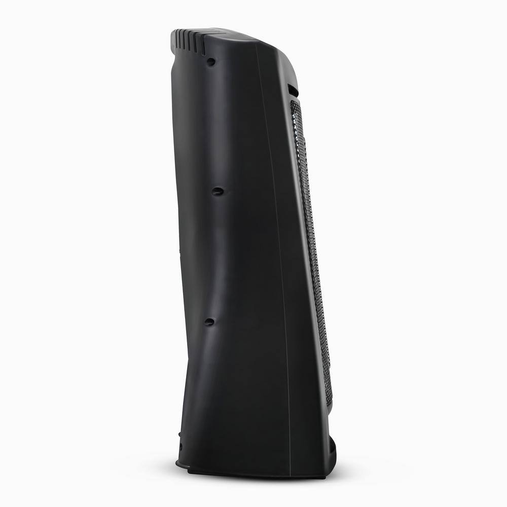 Black Electric Infrared Tower Heater with Thermostat and Automatic Shut-off