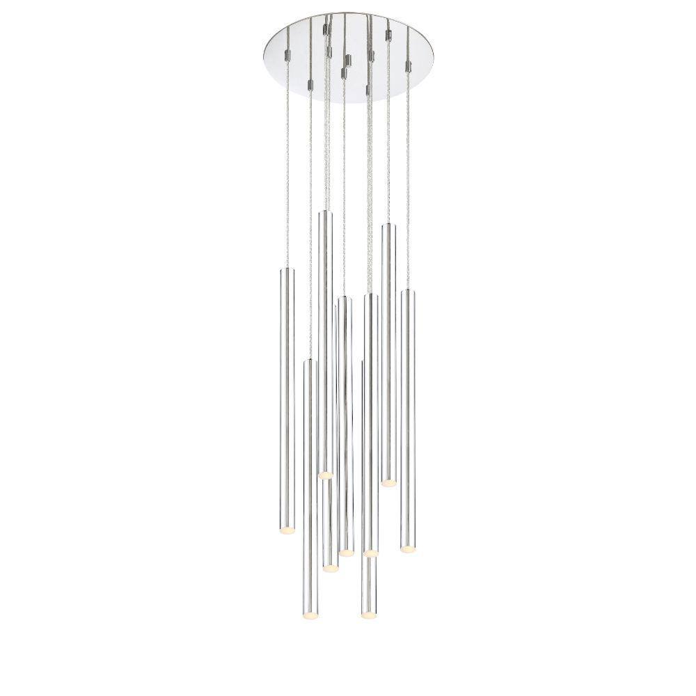 Forest 5 W 9-Light Chrome integrated LED Shaded Chandelier with Chrome Stee