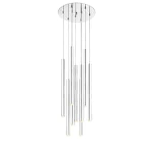 Forest 5 W 9-Light Chrome integrated LED Shaded Chandelier with Chrome Steel Shade