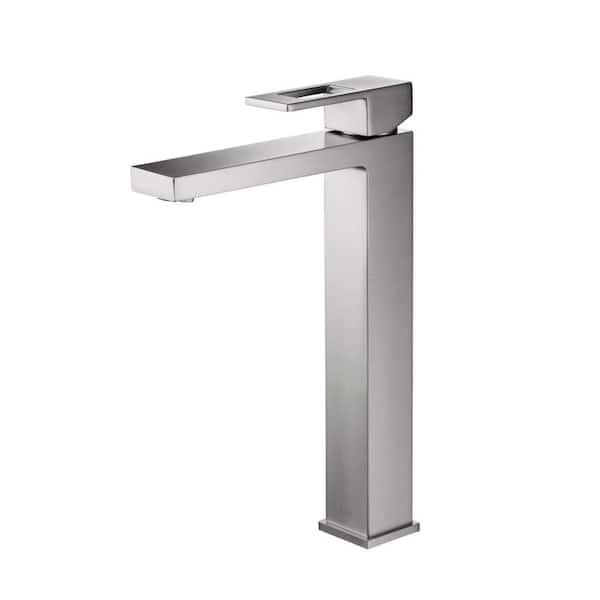 Single Handle Lever Handle Single Hole Bathroom Sink Faucet with Supply Lines and Adjustable Flow Rate in Brushed Nickel