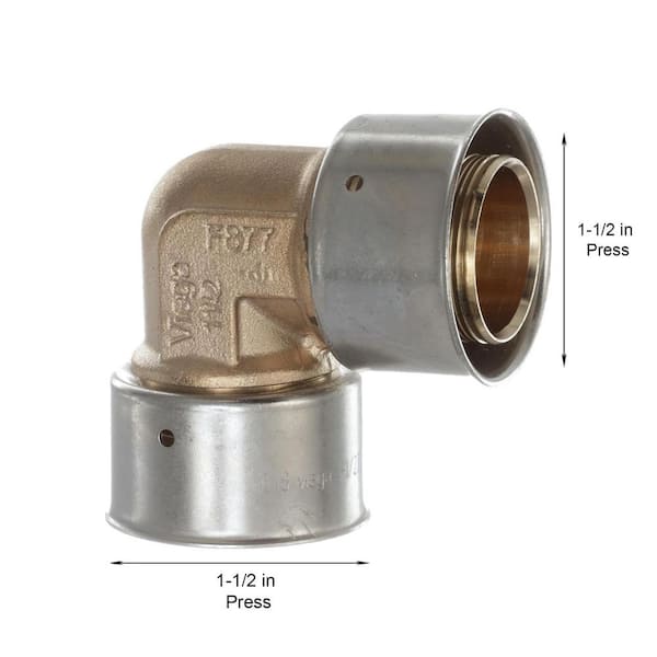 PureFlow 1-1/2 in. x 1-1/2 in. Press Zero Lead Bronze 90-Degree Elbow (5-Pack)