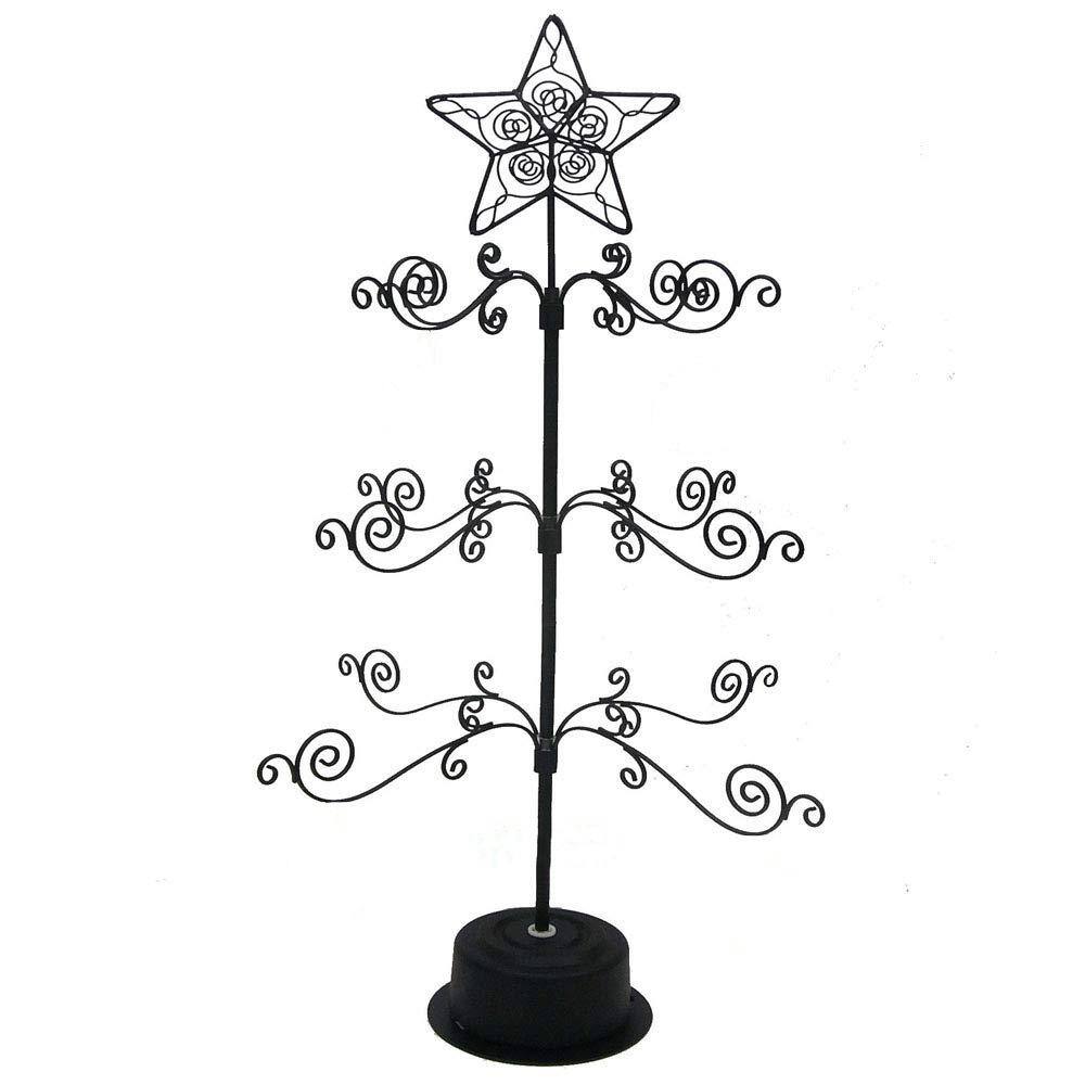 24 in. Black Metal Rotating Hanger, Ornament Display Tree Stand for Hallowe