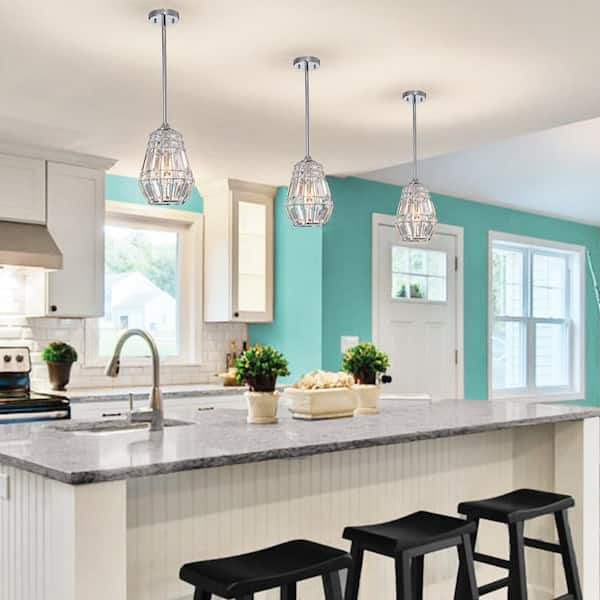 Warehouse of Tiffany Trazi 8 in. 1-Light Indoor Chrome Finish