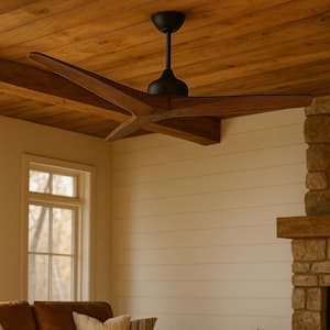 Chisel 60 in. Indoor/Outdoor Matte Black Ceiling Fan with Wall Switch