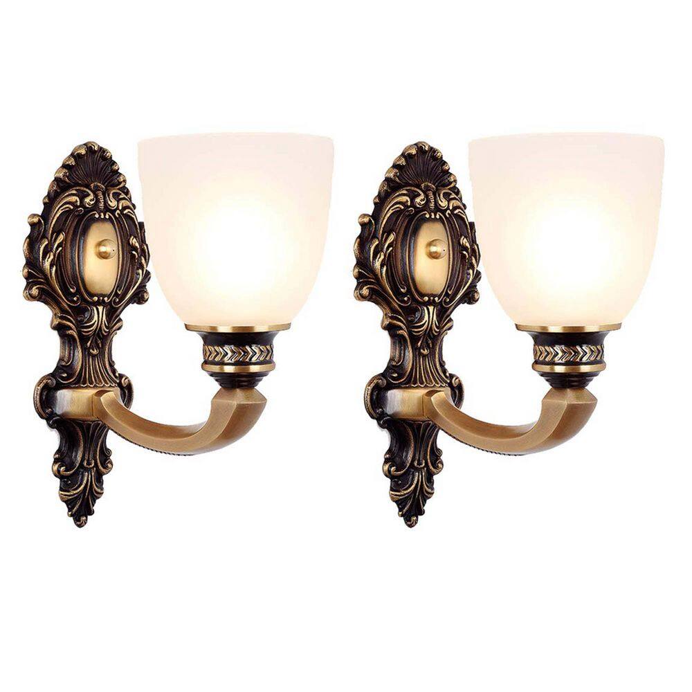 2-Pack Vintage Brass Wall Sconce Mid-Century Modern Wall Light Fixtures with Milk White Glass Shades(No Bulbs) price history on PriceWatchPro