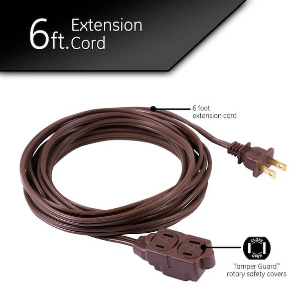 GE ft. 16/3 3-Outlet Polarized Extension Cord, Brown 51932 The Home  Depot