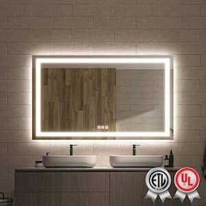 60 in. W x 36 in. H Rectangular Frameless Wall Bathroom Vanity Mirror with Backlit and Front Light