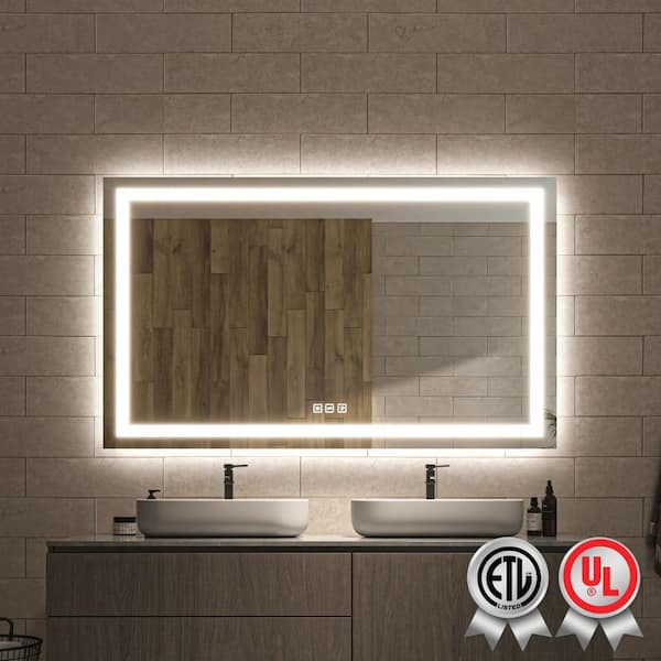 Waterpar 60 In W X 36 In H Rectangular Frameless Wall Bathroom Vanity Mirror With Backlit And