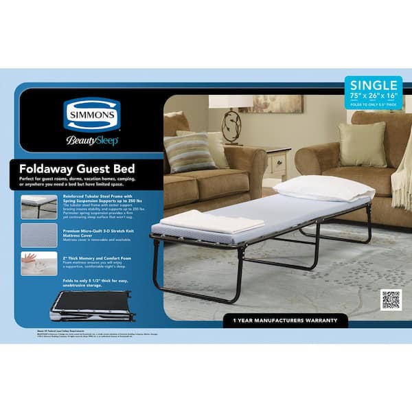 Simmons Beautysleep Folding Guest Bed with Memory Foam Mattress