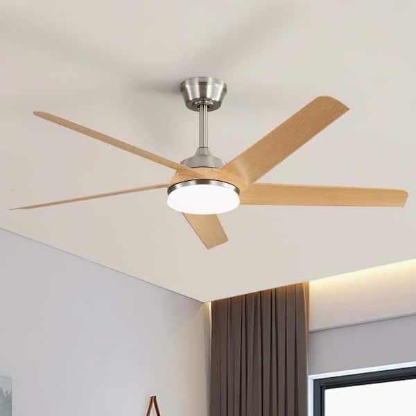 Sofucor 52 in. Indoor Silver Ceiling Fan with Remote Control and LED Lights