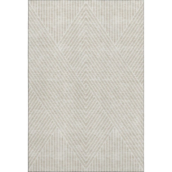 Mayfield Premium Machine Washable Abstract AMF937 Beige 3 ft. x 4 ft. Area Rug