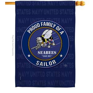 28 in. x 40 in. Seabees Proud Family Sailor House Flag Double-Sided Armed Forces Decorative Vertical Flags
