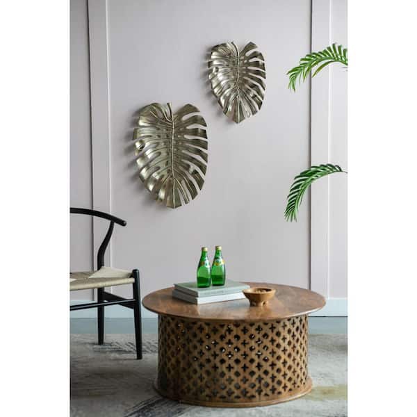Unbranded 18.9 in. x 13.4 in. Gold Monstera Leaf Metal Work, Gold LX-W293122