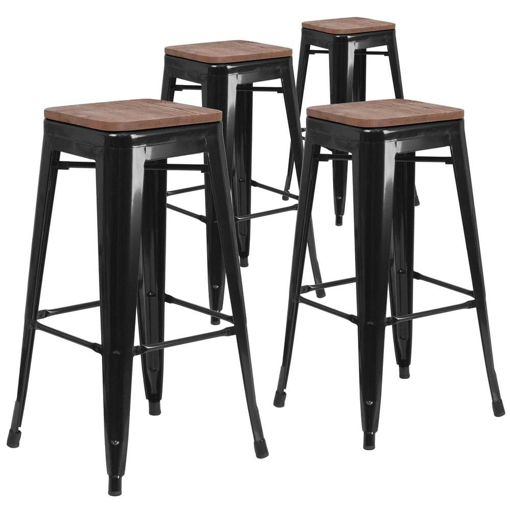 Carnegy Avenue 30 in. Black Bar Stool (Set of 4) CGA-CH-249661-BL-HD ...