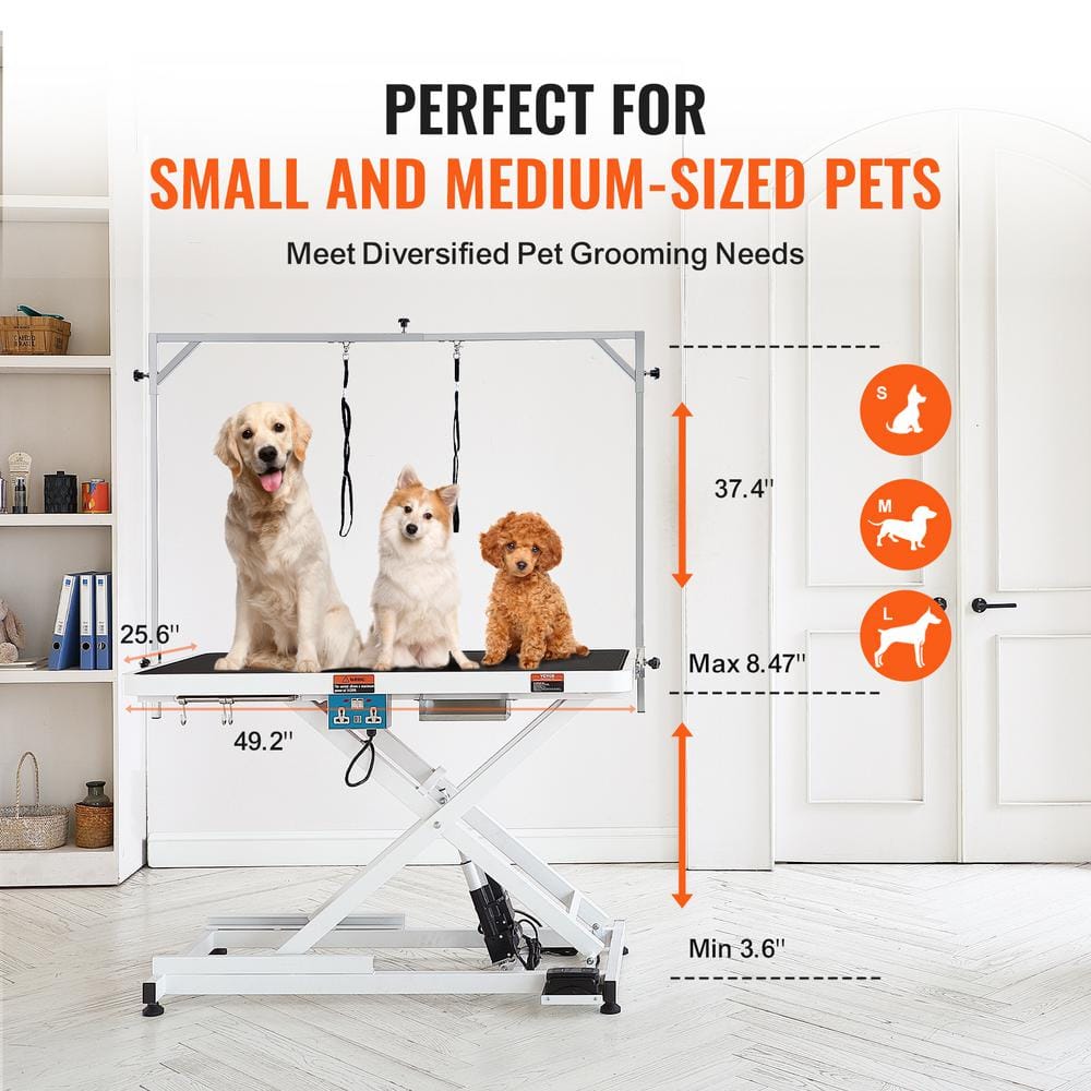 White Adjustable Stainless Steel Electric Pet Grooming Table
