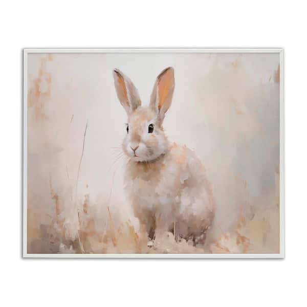 Stupell Industries Brushed Brown Bunny by Arlington Prints White Framed Animal Giclee Art Print 24 in. x 30 in.