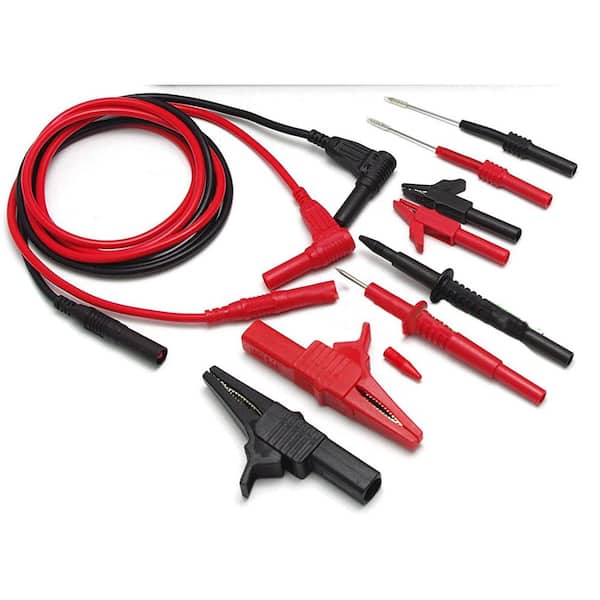 6-Piece Test Lead Kit Flexible Silicon Back Probe Pins Shielded Alligator Large Crocodile Clips Multimeter Clamp Meter