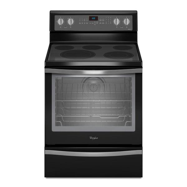 Whirlpool 30 in. 6.4 cu. ft. Electric Range with Self-Cleaning Convection Oven in Black Ice