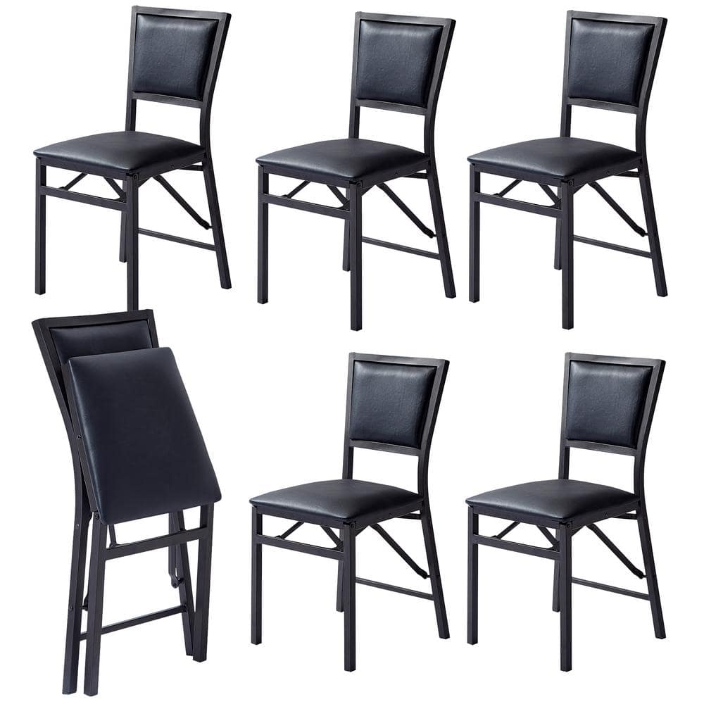 Foldable Dining Chairs Set of 6 Space-Saving, No Assembly Heavy-Duty Metal Frame, Black Kitchen and Living Room Chairs price history on PriceWatchPro