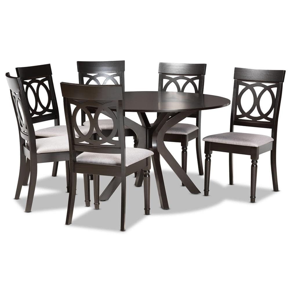 Baxton Studio Jessie 7-Piece Grey and Dark Brown Dining Set ...
