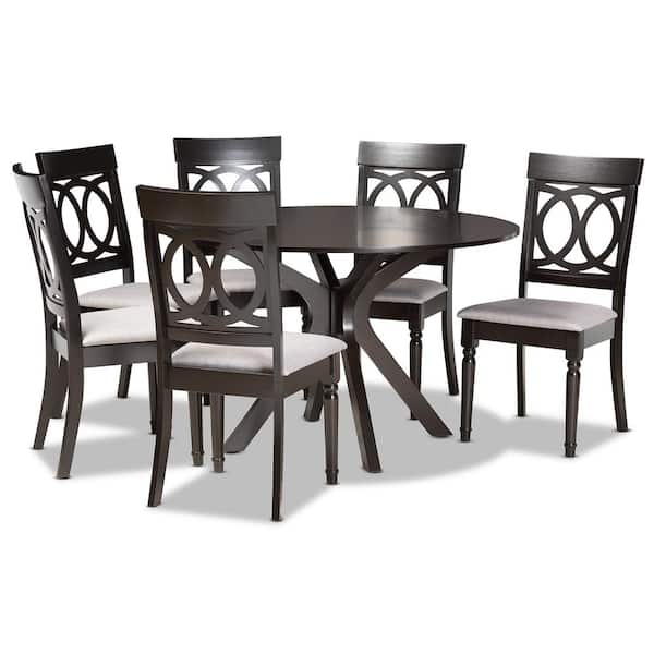 Baxton Studio Jessie 7-Piece Grey and Dark Brown Dining Set