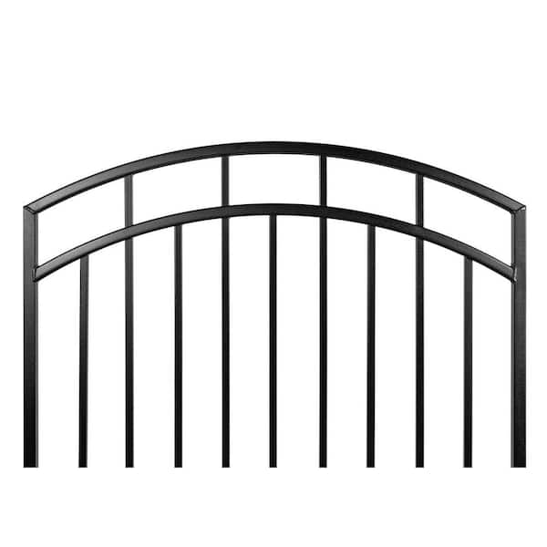 NUVO IRON 2.75 ft. x 4.67 ft. Benitoite Profile Black Iron Center Point Arched Top Fence Gate