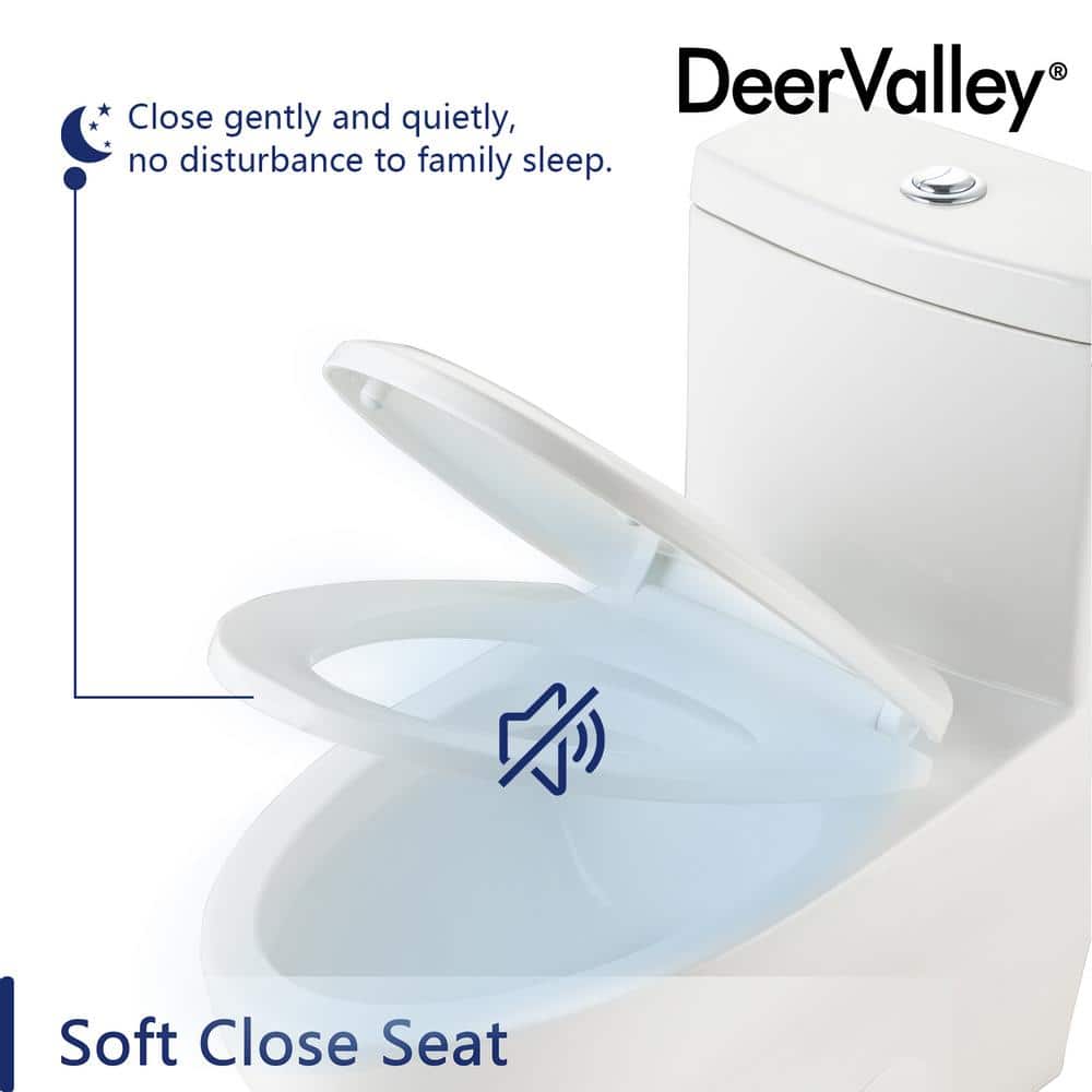 White Ceramic Elongated Dual Flush One-Piece Toilet