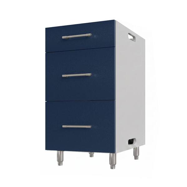 Miami Weatherboard 18 in. X 27 in. X 34.5 in Outdoor Base Cabinet 3 Drawer in Sapphire Blue Matte