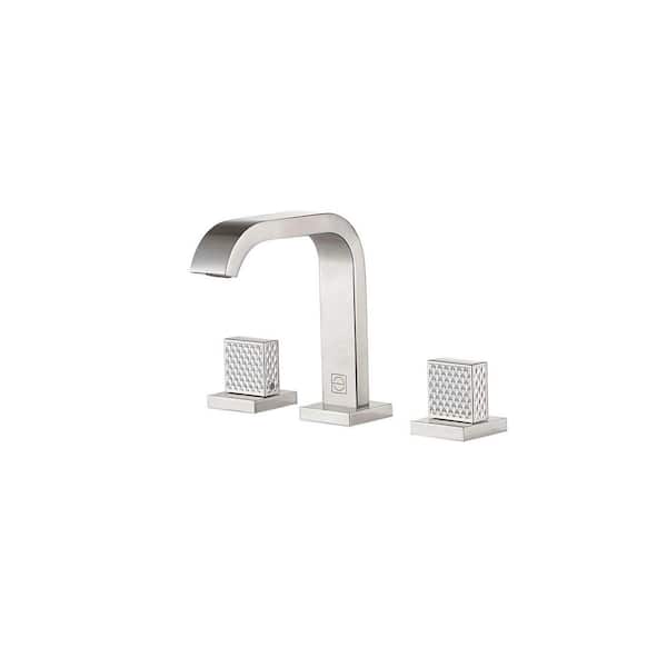 8 in. Widespread Double-Handle Bathroom Sink Faucet in Brushed Nickel