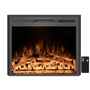 25 in. W Electric Fireplace Insert with 3 Flame Colors, 750-Watt/1500-Watt, Timer, Black