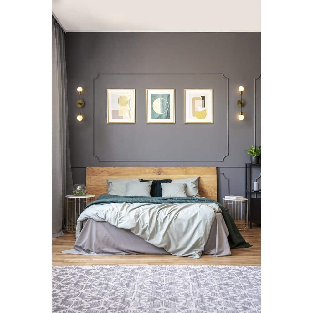 Neutra 25.5" Matte Black and Brass Wall Sconce with Opal Glass Shades