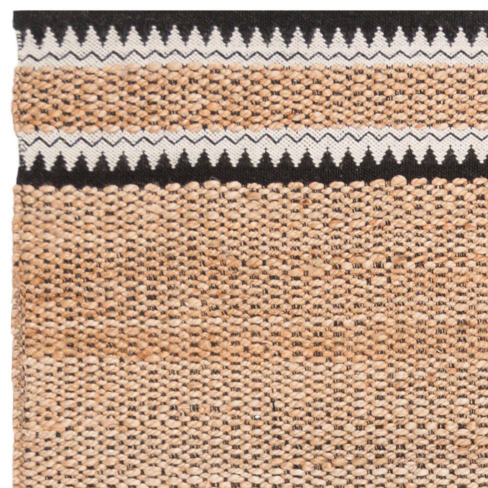 Natural and Black 4' x 6' Handwoven Wool Area Rug