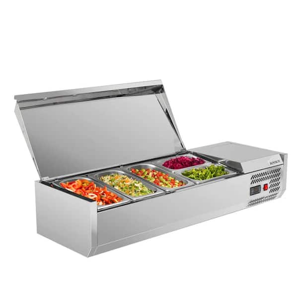 Winado 47 in. 25.1 qt. Stainless Steel Sandwich Prep Table with 3 1/3 pan plus 2 1/4 pan